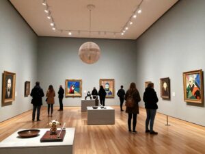 Visitors exploring the Winter Exhibits at the Marietta Cobb Museum of Art