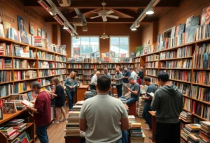 Cozy interior of Medu Bookstore with patrons reading