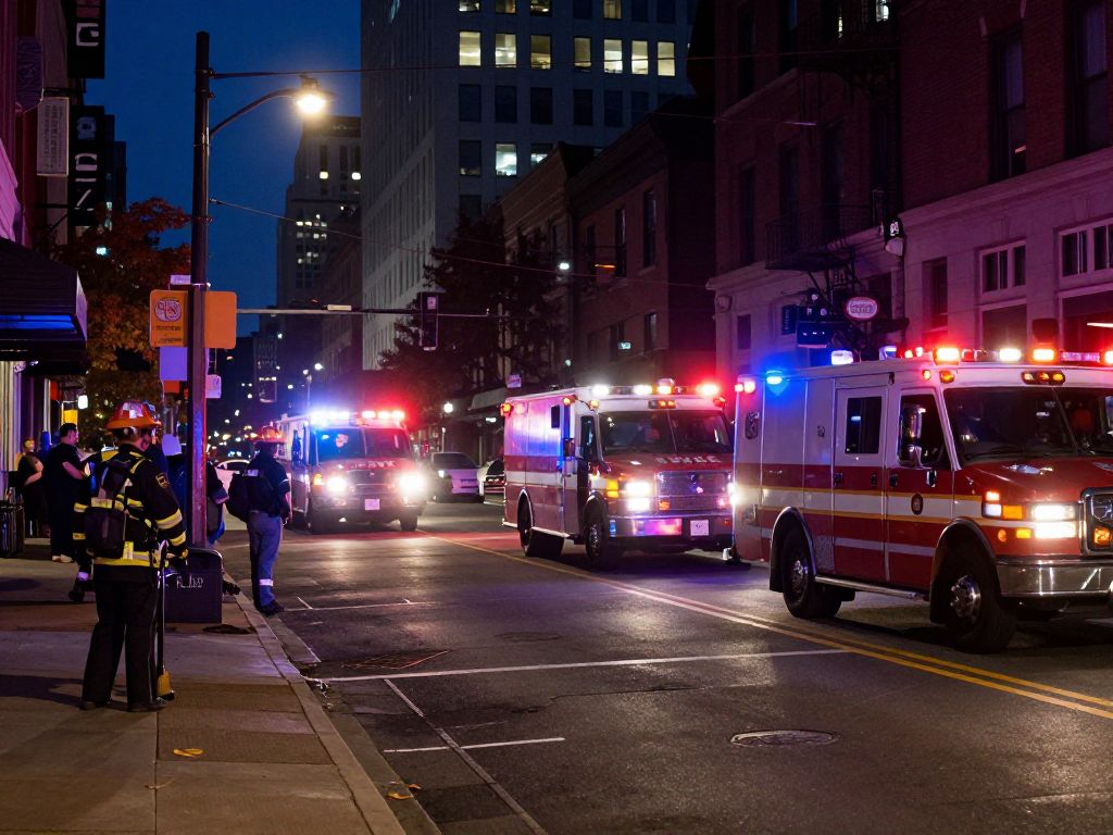 Emergency responders attending to an underground fire in Midtown Atlanta