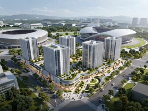 Conceptual design of a mixed-use development near Mercedes-Benz Stadium