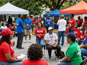 Community members participating in MLK Day events in Atlanta