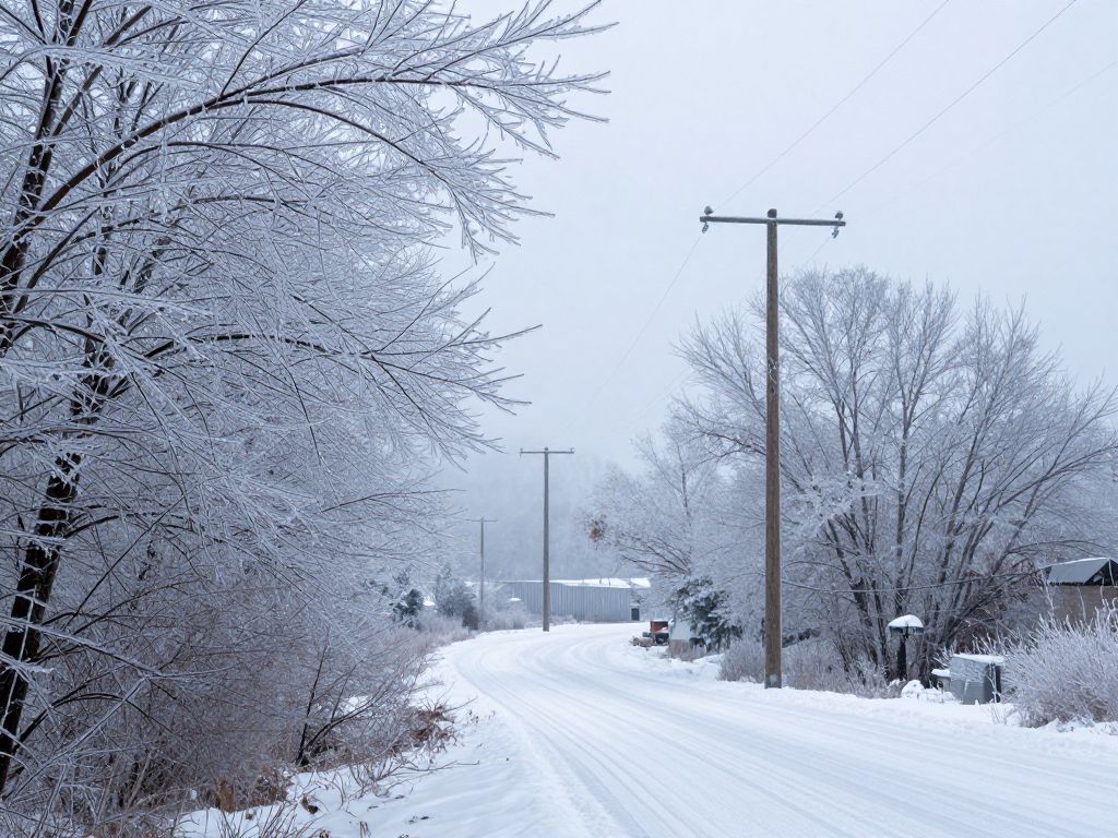 Frozen landscape in North Georgia during an ice storm