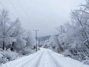 A frozen landscape in North Georgia after an ice storm