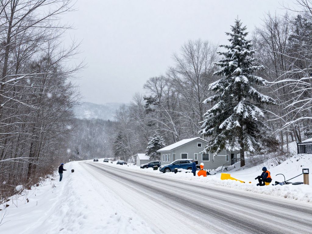 Icy roads and snow in North Georgia during winter storm