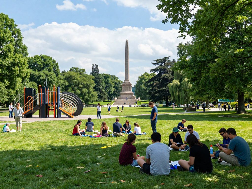 Participants enjoying a scavenger hunt in Piedmont Park