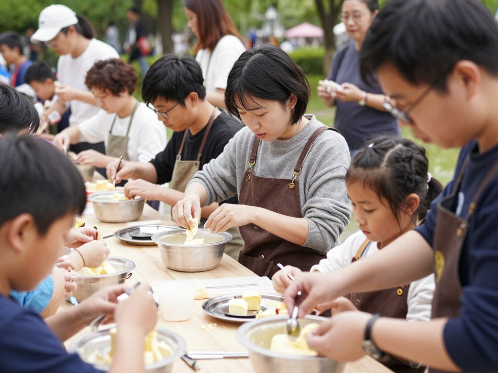 Community members participating in a butter-making workshop at Red Top Mountain State Park.
