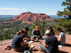 Participants at the Pioneer Skills Workshop at Red Top Mountain State Park.