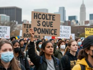 Protesters holding signs in Atlanta