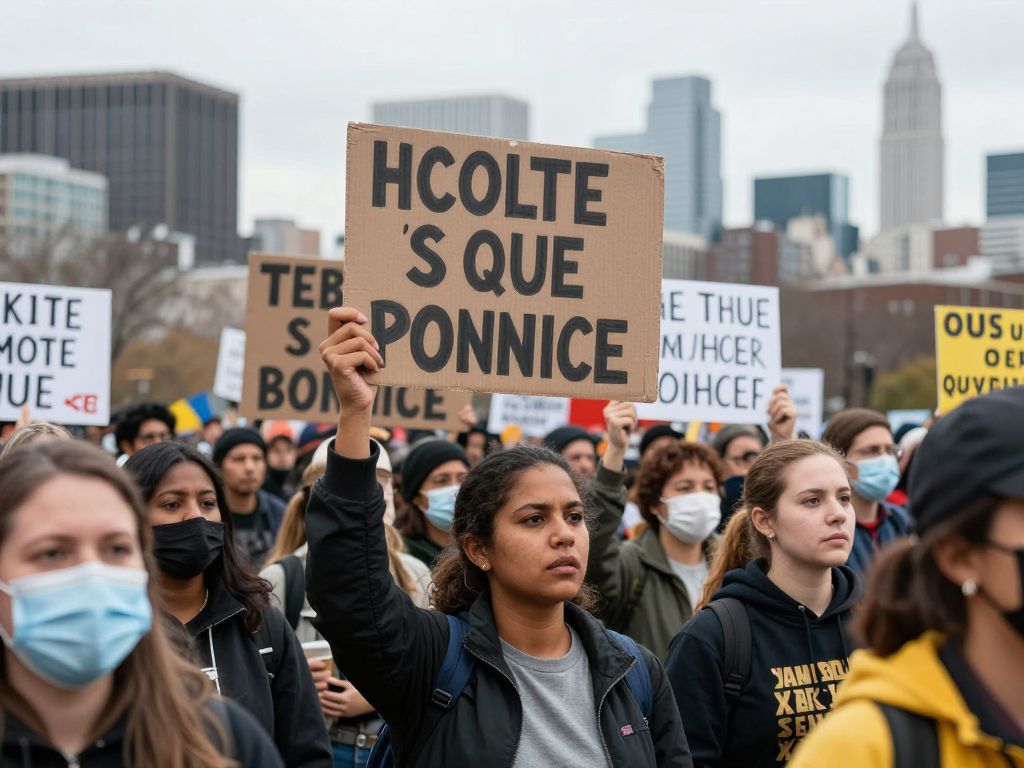 Protesters holding signs in Atlanta