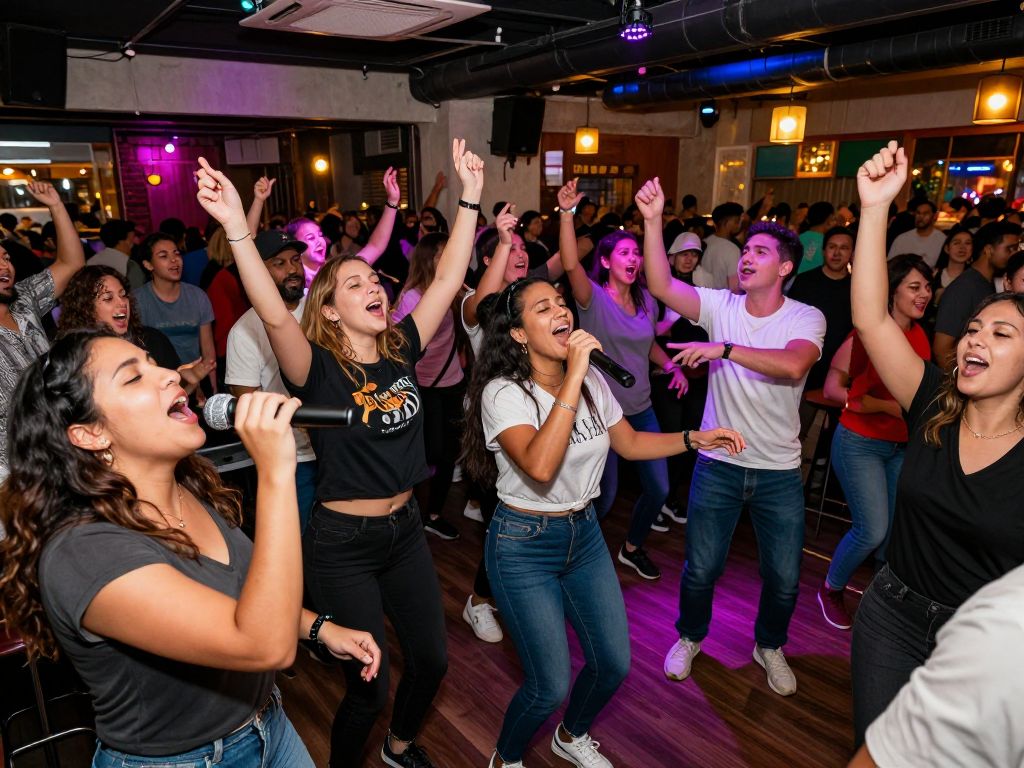 Guests enjoying R&B Karaoke and Line Dancing Night at Perfect Note Atlanta