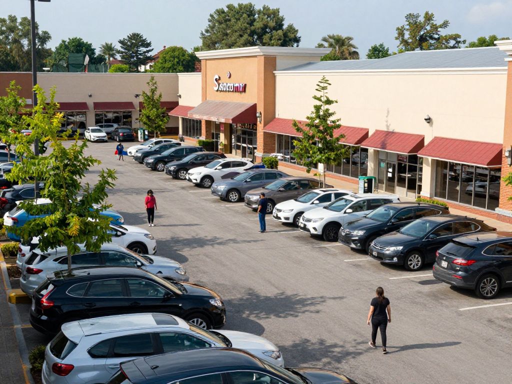 A bustling Target store parking lot in Savannah, Georgia.