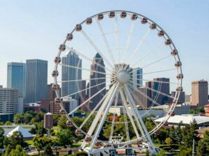 SkyView Atlanta Ferris wheel with skyline backdrop