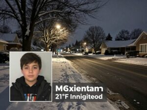 Cold suburban winter night in Smyrna, Georgia