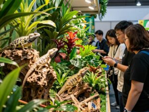 Attendees at the Southeast Reptile Expo engaging with reptiles and learning about conservation.
