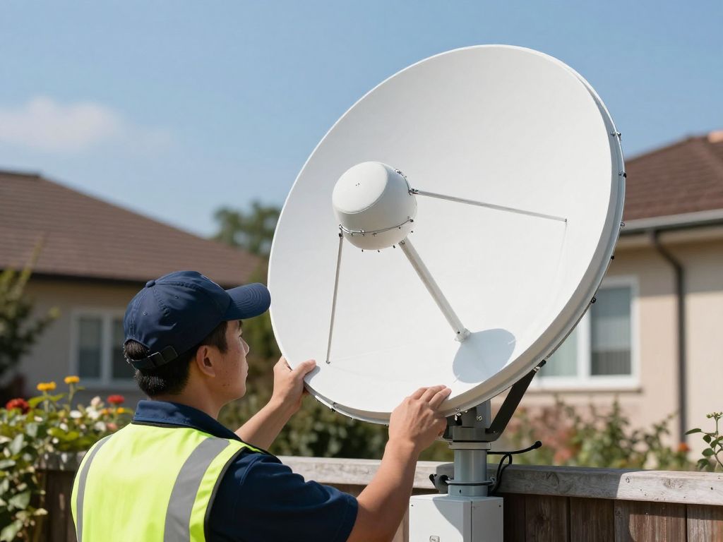 DishNinjas technician installing Starlink satellite dish