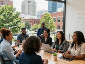 Entrepreneurs collaborating in Atlanta's business community
