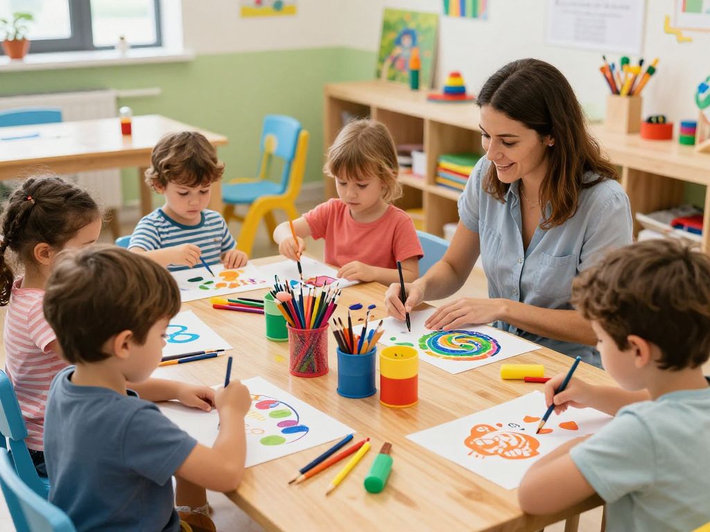 Children engaged in an art session at Toddler Friday event
