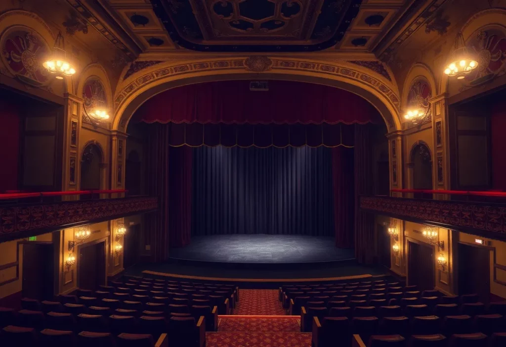 The stage of the Variety Playhouse showcasing its historic charm and audience seating.