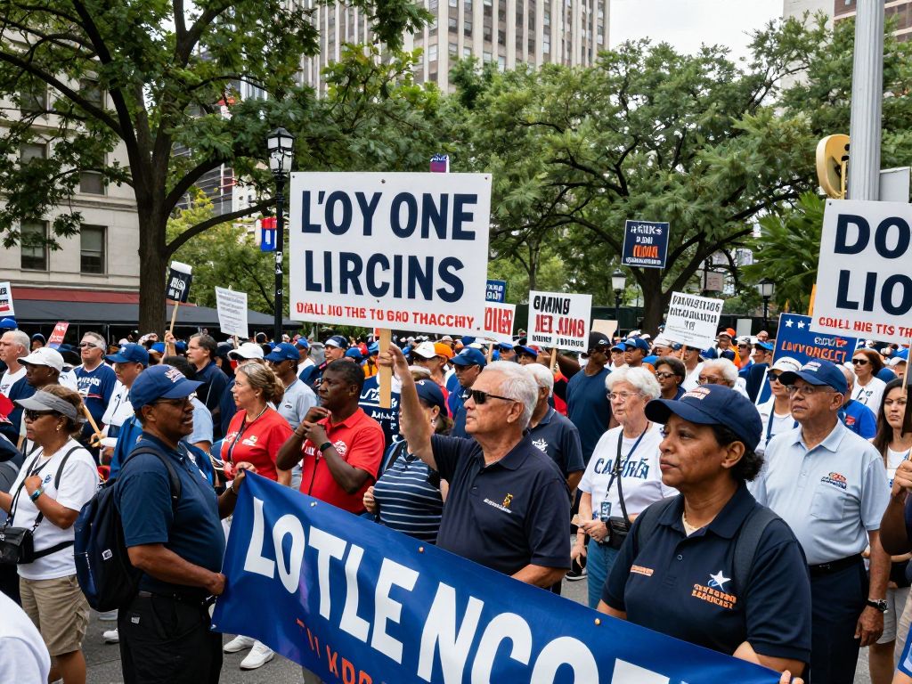 A diverse group of veterans gathered at Liberty Plaza for an advocacy event.