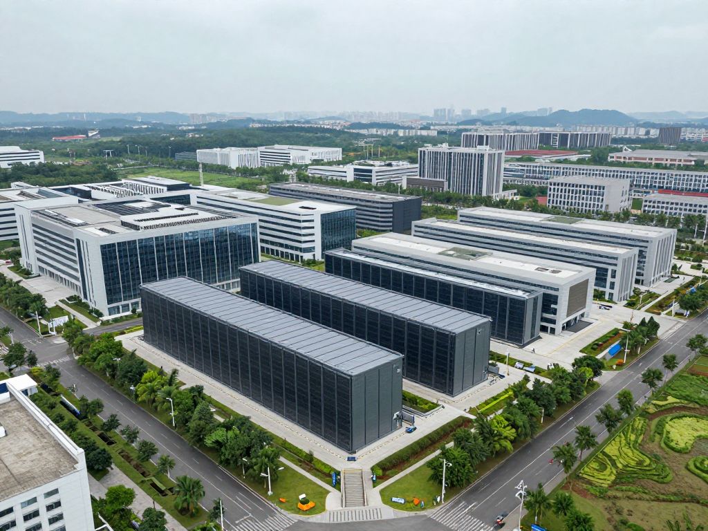 Visualization of the Wallace Jackson Data Center Campus showcasing buildings and technology infrastructure.