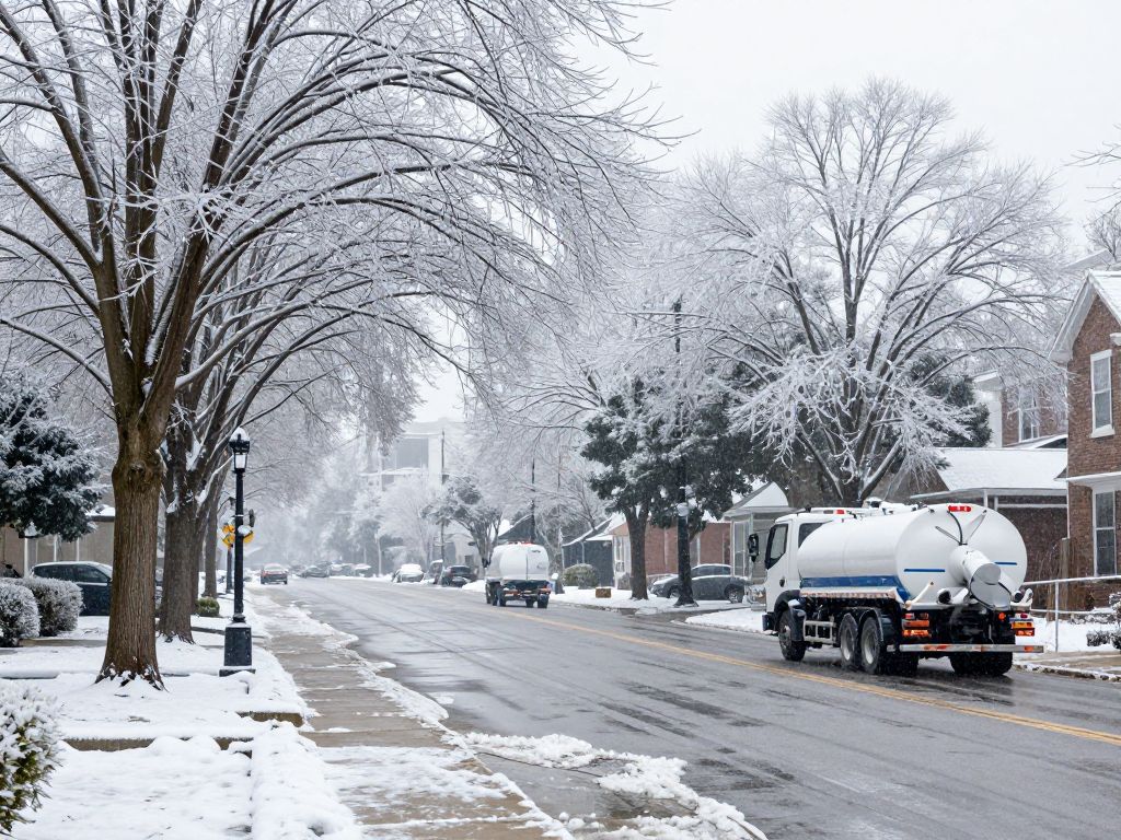 A winter storm affecting Atlanta with icy roads and trees