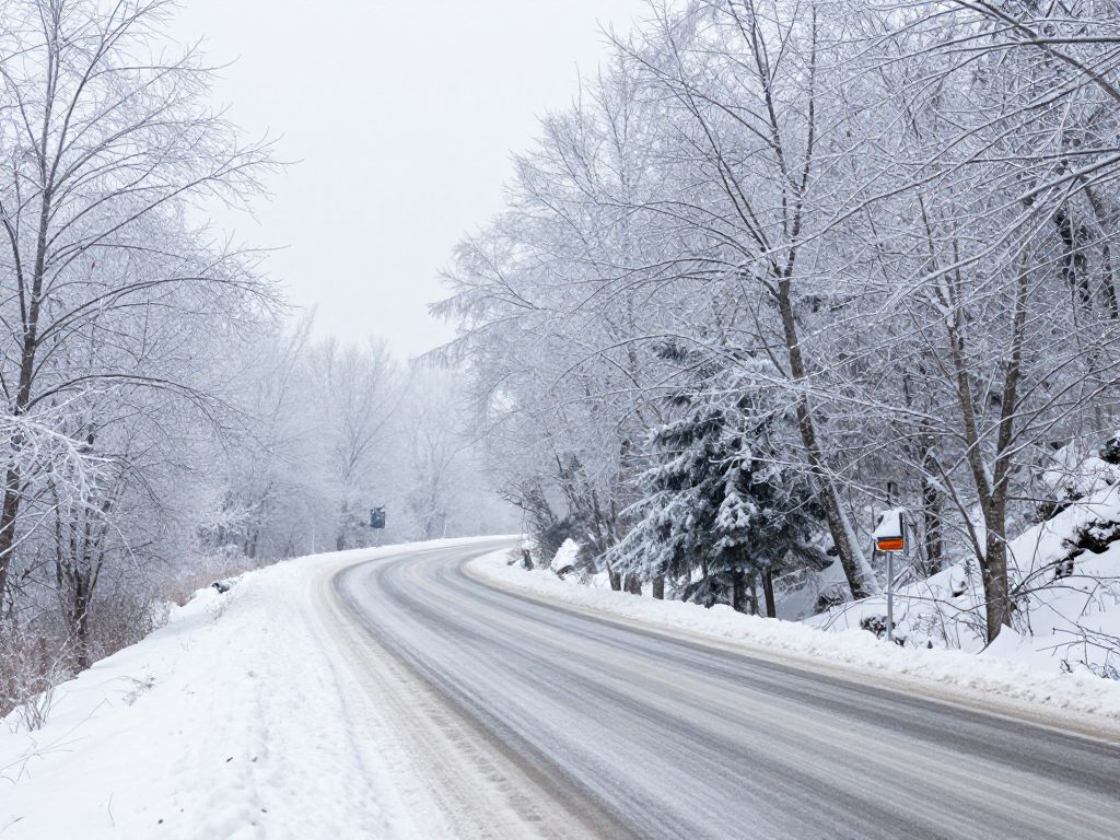 Icy roads and frozen landscape in Georgia during Winter Storm Fern
