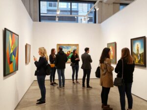 Wolfgang Gallery showcasing various art pieces during the Winter Exhibits