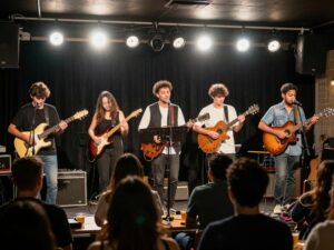 Performers showcasing their talents at MadLife Stage & Studios during the Undiscovered Artist Showcase.