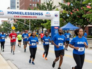 Participants running in the Atlanta 5K Race to End Homelessness