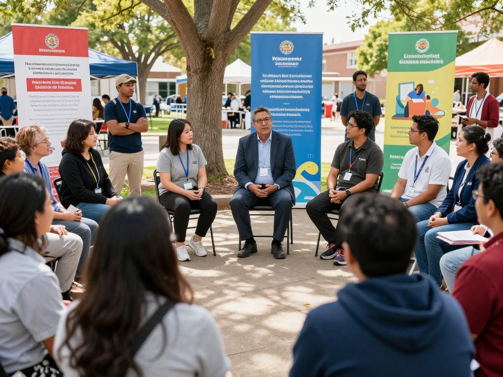 Participants engaging in community dialogue about education in Atlanta