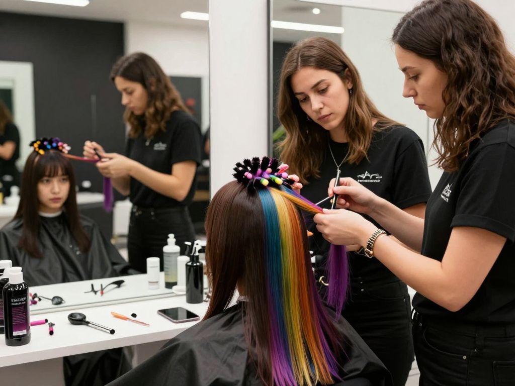 Beauty professionals learning hair coloring techniques at a workshop in Atlanta