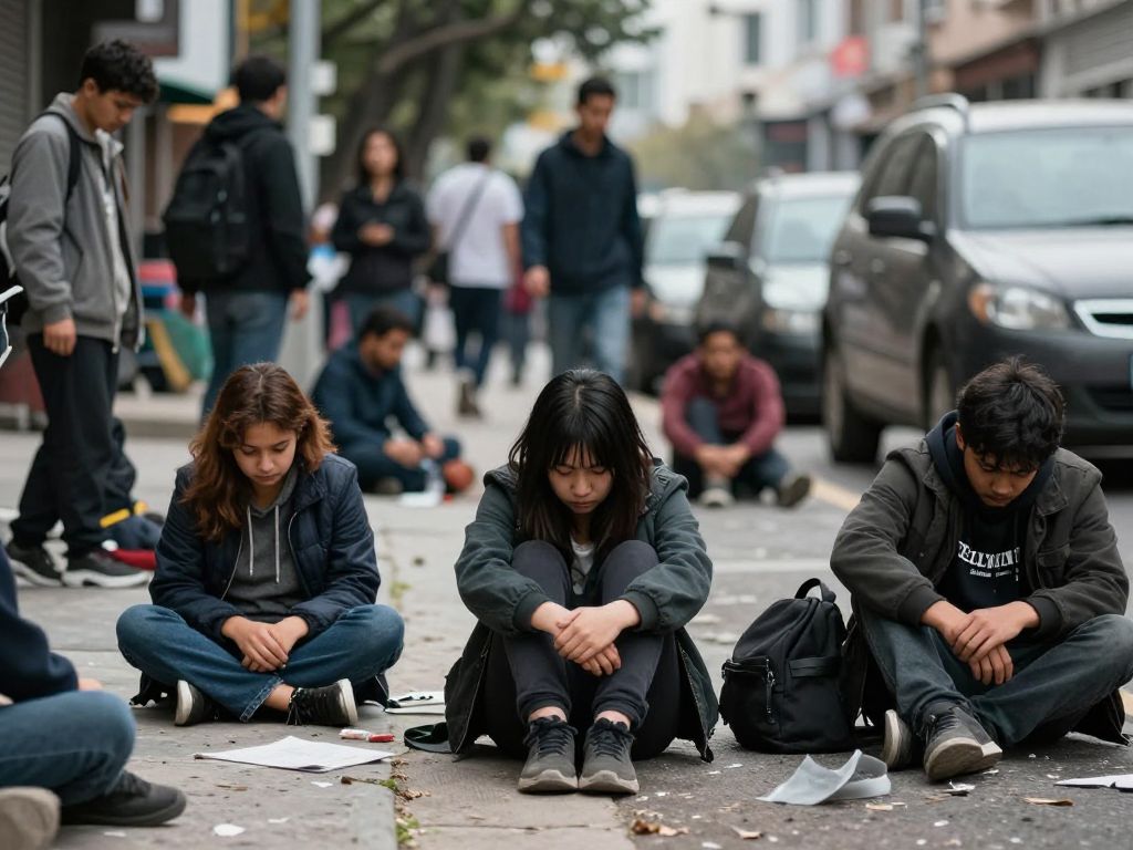 Scene representing community loss and vulnerability