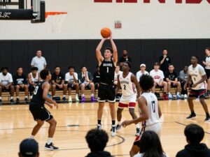 Athletes in action during a basketball game in Atlanta