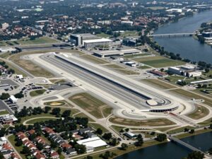 Aerial view of Hartsfield-Jackson Atlanta International Airport and surrounding areas