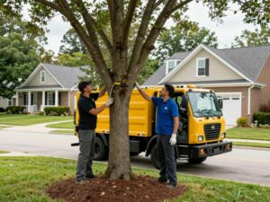 Family-owned tree service team working in Atlanta