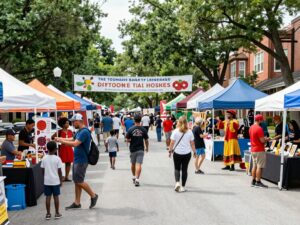 Vibrant street fair in Atlanta with local vendors and cultural activities