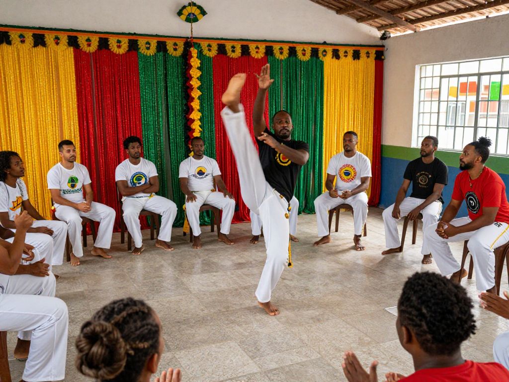 Participants practicing Capoeira during Black History Month in Atlanta