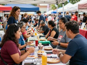 Residents engaging at a local community market in Atlanta