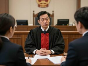 Courtroom scene during a plea hearing