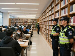 Emergency response at Decatur Library after shooting incident