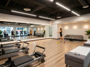 Interior view of exhale x Salt Wellness Center showcasing fitness and spa facilities