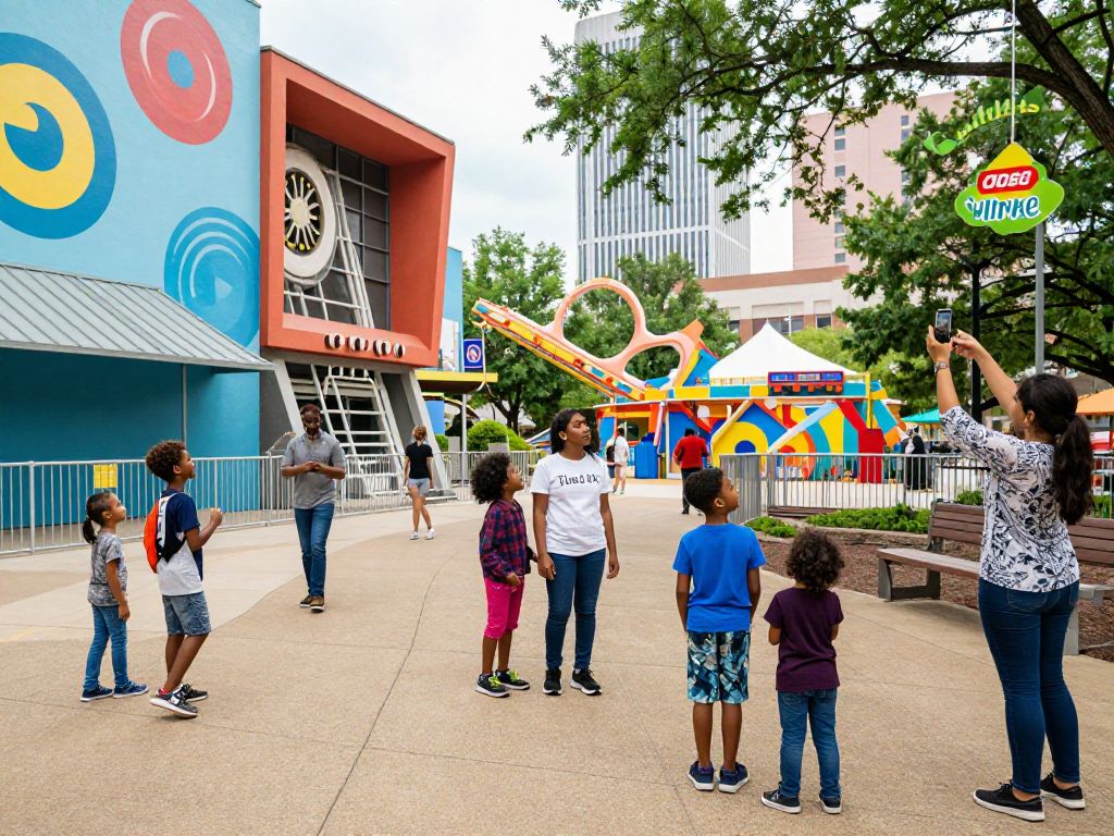 Families engaging in various activities in Atlanta, including arts and entertainment.