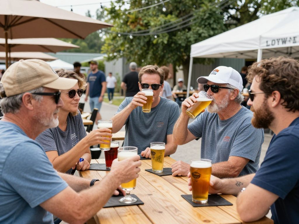 Scene of people enjoying craft beer at a Georgia brewery