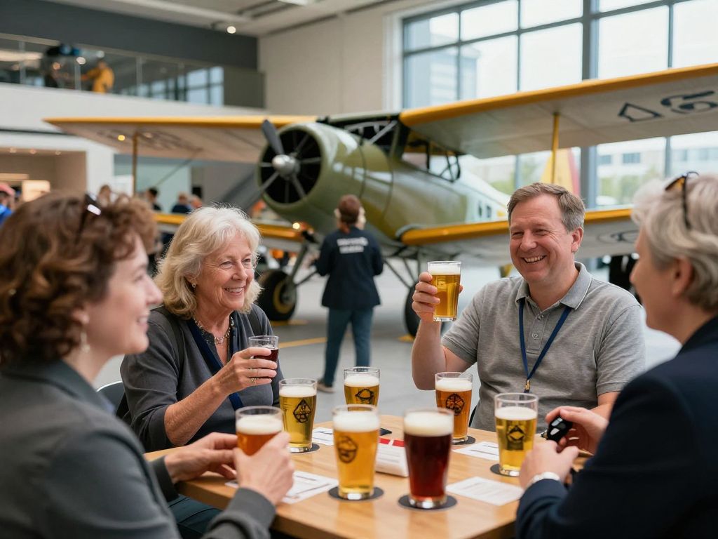 Attendees at Hops in the Hangar event at Delta Flight Museum