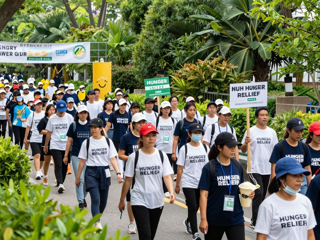Participants in the Hunger Walk Run event in Atlanta, promoting food security and community support.