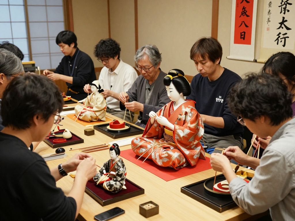Participants in a Japanese puppetry workshop at the Center for Puppetry Arts in Atlanta