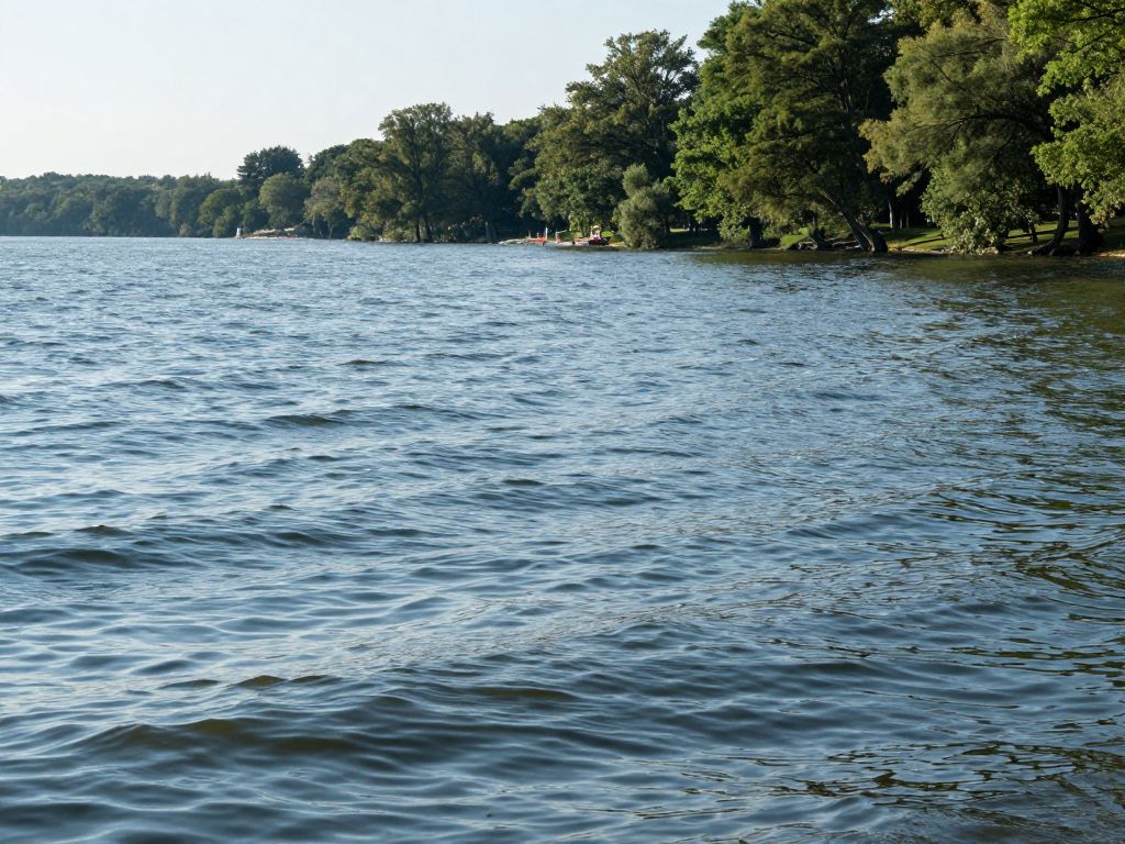 Tranquil scene of Lake Lanier with trees and calm waters