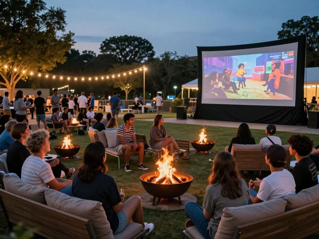 Community event at Colony Square with cozy seating