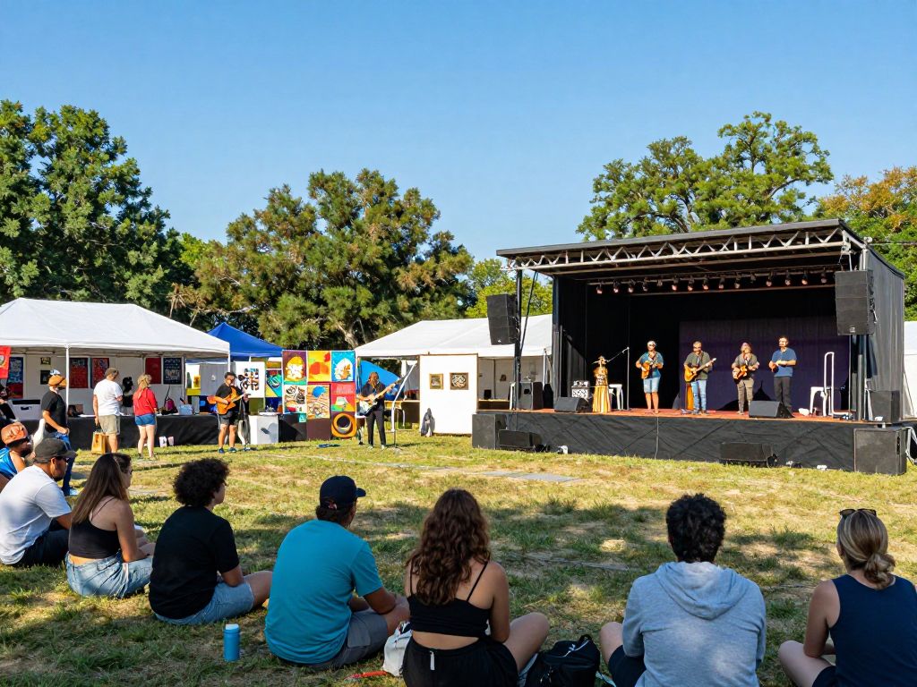 Outdoor arts festival in Metro Atlanta with performances and art displays.