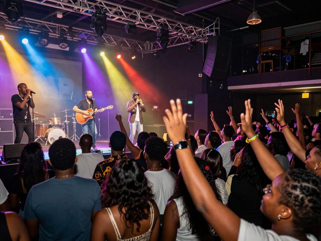 Crowd enjoying Miguel's performance at Coca-Cola Roxy